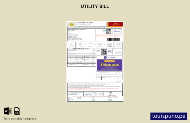 listo para imprimir plantilla de word   factura de servicios públicos IGL de Ind